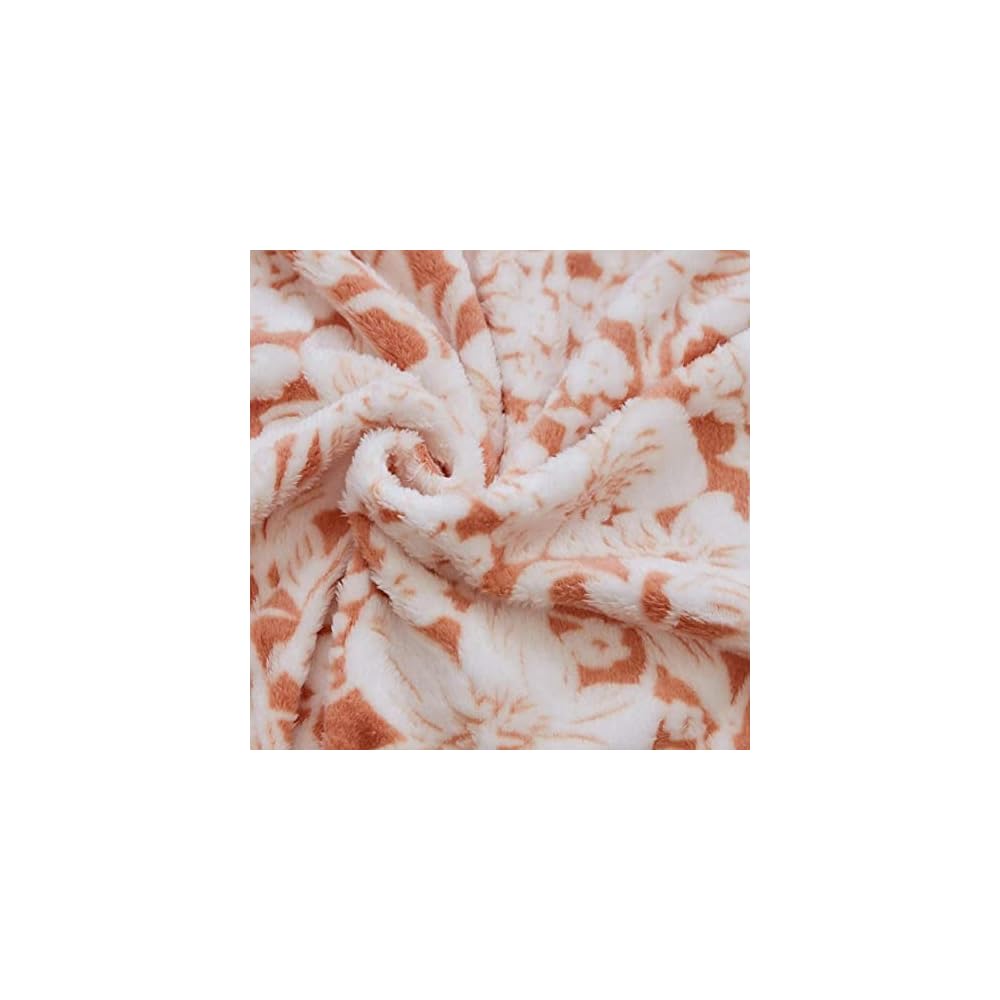 Flannel Fleece Throw Blanket Super Soft Lightweight Microfiber with Flower Print for Couch, 90"X108", Orange
