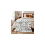 Fall White Pumpkin Blue Leaves Flannel Throw Blanket 50x60