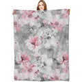 Pink Floral Blanket,Grey White Peony Flower Blossom Romantic Rustic Throw Blankets,Gifts for Women Girls, Lightweight Soft Fleece,for Sofa Couch Bed Room Travel,Modern Fashion Decor,50x60in