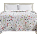 Ultra Soft Print Flannel Fleece Bed Blanket, Cozy-Fuzzy Lightweight Bedspread Coverlet, All Season Decorative Blanket for Couch, Sofa, Floral Design, Queen Size, Bloom