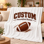 60*80INCH Football Blanket Personalized Name & Photo Soft Throw Blanket, Lightweight Cozy Flannel Blanket for Sofa Bed, Football Fan Gift, Birthday & Holiday Home Decor